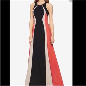 BCBG floor-length colour block dress